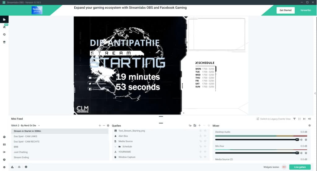Live streaming Streamlabs OBS programm übersicht